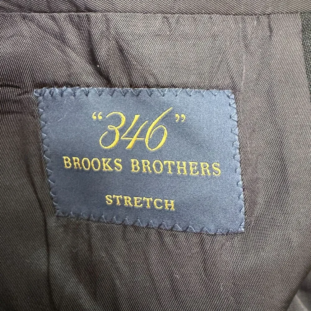 Brooks Brothers 346 Wool Blazer Suit Jacket Men 42L Navy Blue Pinstriped Stretch